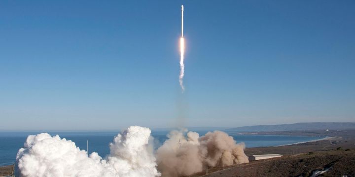 A rocket launching into space, symbolizing the journey of publishing a website.